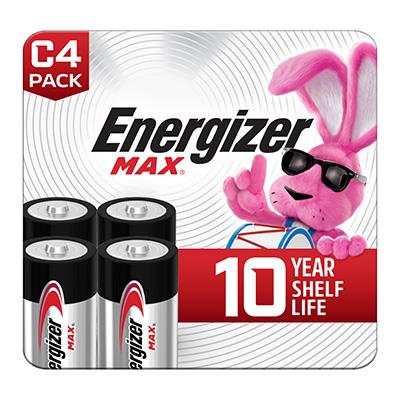 Energizer Max C Alkaline Batteries 4-Pack - Long-Lasting, Plastic-Free Power