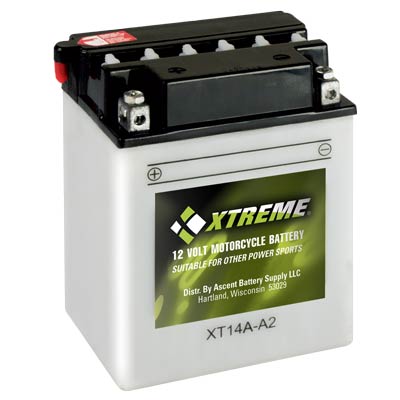 Xtreme 14A-A2 12V 190CCA Flooded Powersport Battery for ATV Motorcycle