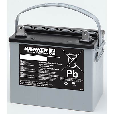 Werker 12V 33Ah Deep Cycle AGM SLA Battery with J-Terminals