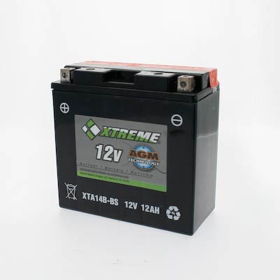 Xtreme 14B-BS 12V 210CCA AGM Powersport Battery for Motorcycles, ATVs, Snowmobiles
