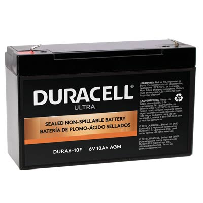 Duracell Ultra 6V 10Ah AGM Sealed Lead Acid F1 Terminal Power Battery