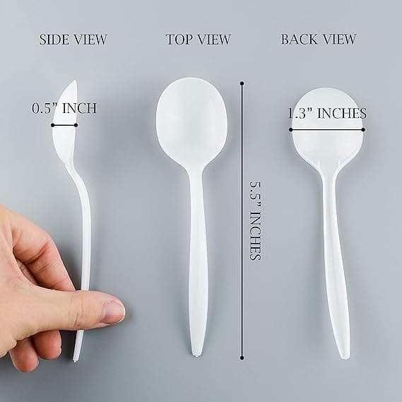 White PP 5.3g Soupspoon, 1000pcs bulk/bag/ctn