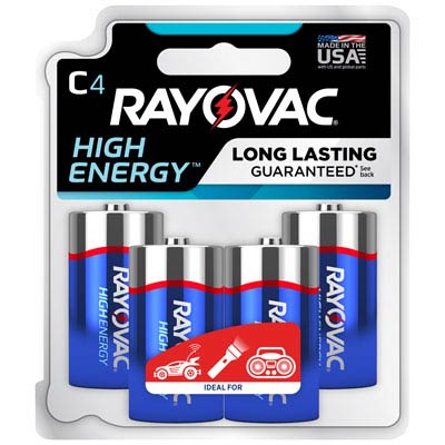 Rayovac High Energy C LR14 Alkaline Batteries 4-Pack Long-Lasting Leak-Resistant Power