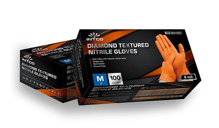 TEXTURED NITRILE GLOVES INTCO Black DIAMOND , 8mil