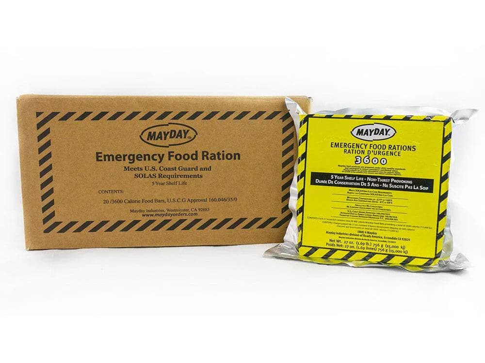 MAYDAY INDUSTRIES 3600-CAL EMERGENCY FOOD BAR RATIONS, 20/BOX (C- 304172)