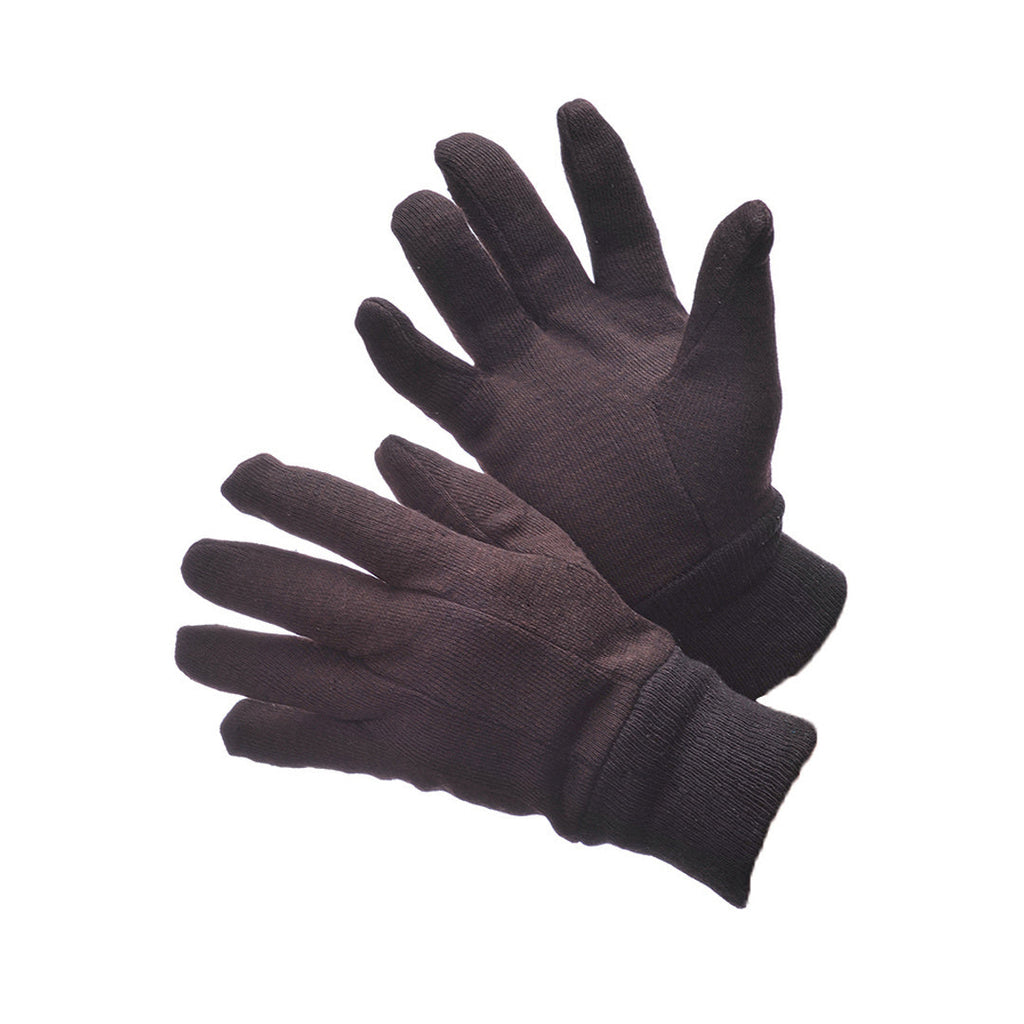 MG Gloves 65-1880P Cotton Brown Jersey Work Gloves Knit Wrist