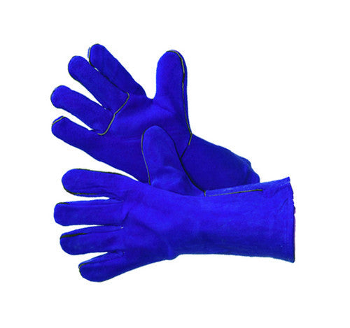 Major Gloves Cow Split Leather Welding Protection Economical Large Blue